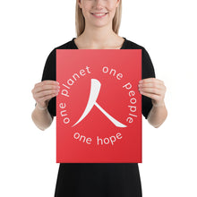 Load image into Gallery viewer, Canvas Print with Humankind Symbol and Globe Tagline