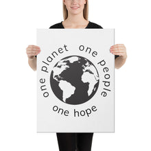 Load image into Gallery viewer, Canvas Print with Earth and Globe Tagline