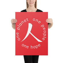 Load image into Gallery viewer, Canvas Print with Humankind Symbol and Globe Tagline