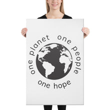 Load image into Gallery viewer, Canvas Print with Earth and Globe Tagline