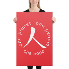 Load image into Gallery viewer, Canvas Print with Humankind Symbol and Globe Tagline