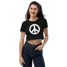 Load image into Gallery viewer, Organic Crop Top with Peace Symbol
