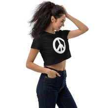 Load image into Gallery viewer, Organic Crop Top with Peace Symbol