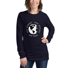 Load image into Gallery viewer, Unisex Long Sleeve Tee with Earth and White Tagline