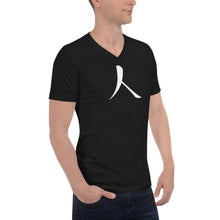 Load image into Gallery viewer, Short Sleeve V-Neck T-Shirt with White Humankind Symbol