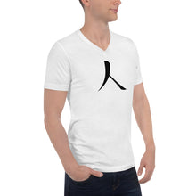 Load image into Gallery viewer, Short Sleeve V-Neck T-Shirt with Black Humankind Symbol