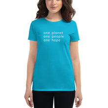 Load image into Gallery viewer, Women's short sleeve T-shirt with Six Words