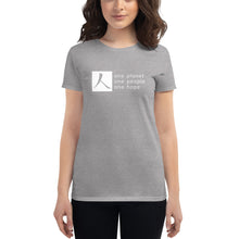 Load image into Gallery viewer, Women's short sleeve T-shirt with Box Logo and Tagline