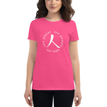Load image into Gallery viewer, Women's short sleeve T-shirt with Humankind Symbol and Globe Tagline
