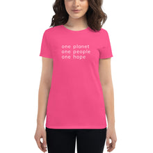 Load image into Gallery viewer, Women's short sleeve T-shirt with Six Words