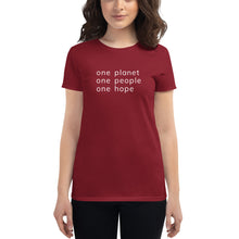 Load image into Gallery viewer, Women's short sleeve T-shirt with Six Words