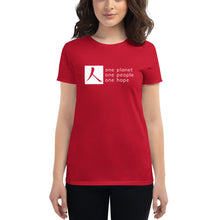 Load image into Gallery viewer, Women's short sleeve T-shirt with Box Logo and Tagline
