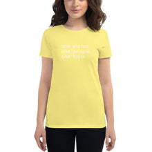 Load image into Gallery viewer, Women's short sleeve T-shirt with Six Words