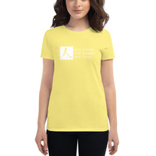 Load image into Gallery viewer, Women's short sleeve T-shirt with Box Logo and Tagline
