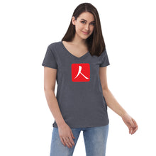 Load image into Gallery viewer, Women’s Recycled V-neck with Red Hanko