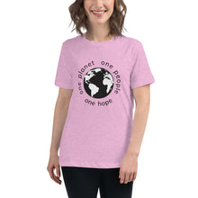 Load image into Gallery viewer, Women's Relaxed T-Shirt with Earth and Black Globe Tagline