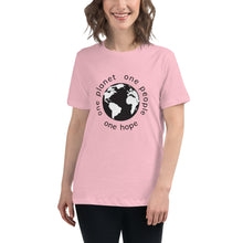 Load image into Gallery viewer, Women's Relaxed T-Shirt with Earth and Black Globe Tagline