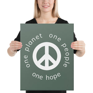 Canvas Print with Peace Symbol and Globe Tagline