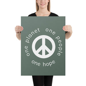 Canvas Print with Peace Symbol and Globe Tagline