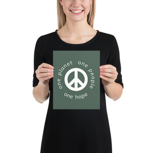 Poster with Peace Symbol and Globe Tagline