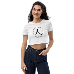 Organic Crop Top with Humankind Symbol and Globe Tagline