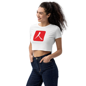 Organic Crop Top with Red Hanko Cho