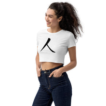 Load image into Gallery viewer, Organic Crop Top with Black Humankind Symbol
