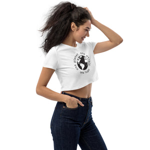 Organic Crop Top with Earth and Globe Tagline