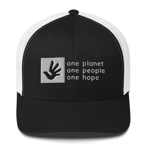 Structured, Mesh-Back Cap with Box Logo and Human Rights Symbol