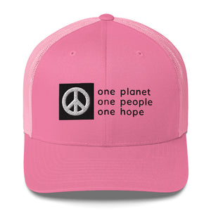 Structured, Mesh-Back Cap with Box Logo and Peace Symbol