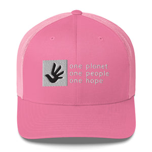 Structured, Mesh-Back Cap with Box Logo and Human Rights Symbol