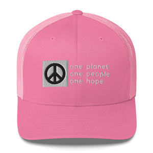 Structured, Mesh-Back Cap with Box Logo and Peace Symbol