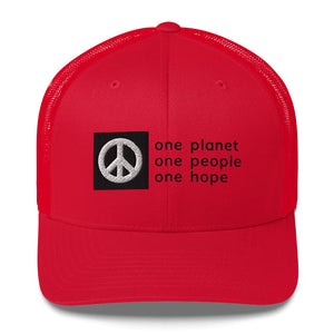 Structured, Mesh-Back Cap with Box Logo and Peace Symbol