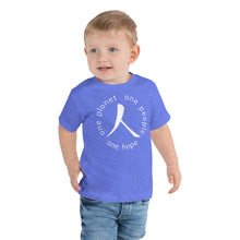 Load image into Gallery viewer, Toddler Short Sleeve Tee with Humankind Symbol and Globe Tagline
