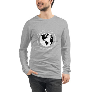 Unisex Long Sleeve Tee with Earth and Globe Tagline