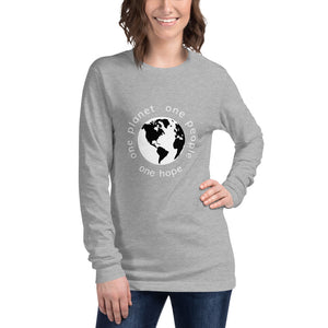 Unisex Long Sleeve Tee with Earth and White Tagline