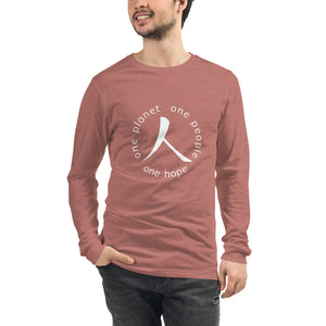 Unisex Long Sleeve Tee with Humankind Symbol and Globe Tagline