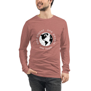 Unisex Long Sleeve Tee with Earth and Globe Tagline