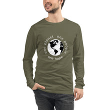 Load image into Gallery viewer, Unisex Long Sleeve Tee with Earth and Globe Tagline
