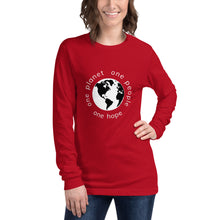 Load image into Gallery viewer, Unisex Long Sleeve Tee with Earth and White Tagline
