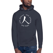 Load image into Gallery viewer, Unisex Hoodie with Humankind Symbol and Globe Tagline
