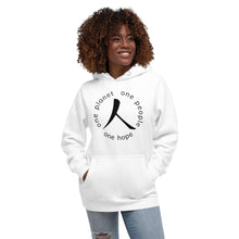 Load image into Gallery viewer, Unisex Hoodie with Humankind Symbol and Globe Tagline
