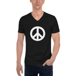 Short Sleeve V-Neck T-Shirt with Peace Symbol