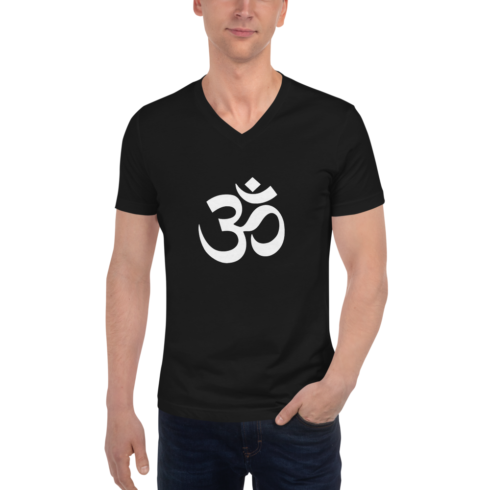 Short Sleeve V-Neck T-Shirt with Om Symbol