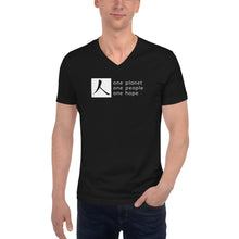 Load image into Gallery viewer, Short Sleeve V-Neck T-Shirt with Box Logo and Tagline
