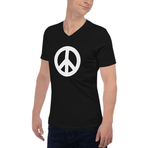 Short Sleeve V-Neck T-Shirt with Peace Symbol