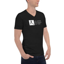 Load image into Gallery viewer, Short Sleeve V-Neck T-Shirt with Box Logo and Tagline
