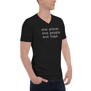 Short Sleeve V-Neck T-Shirt with Six Words