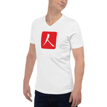 Load image into Gallery viewer, Short Sleeve V-Neck T-Shirt with Red Hanko Chop
