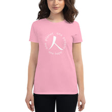 Load image into Gallery viewer, Women&#39;s short sleeve T-shirt with Humankind Symbol and Globe Tagline
